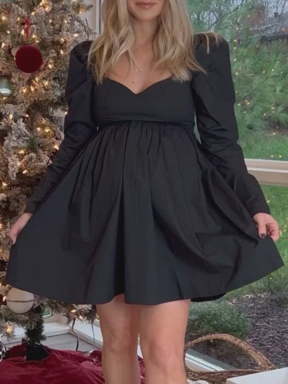 Entro Keely Sweetheart Puff Shoulder Dress Black Medium